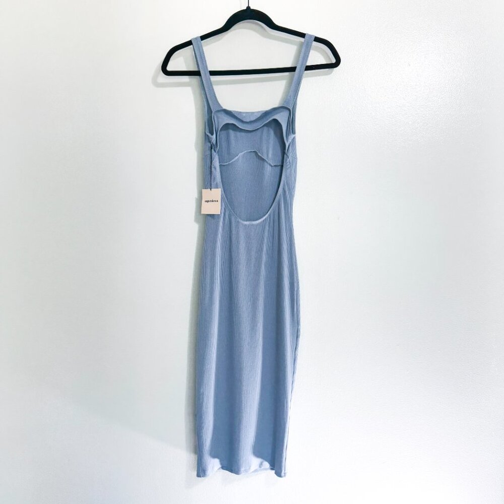 NWT‎ Superdown Taylor Open Back Dress Ribbed Knit Midi Slate Blue Women's Size S - Picture 5 of 9